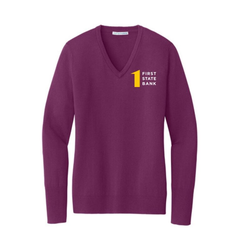 First State Bank Women's Easy Care V-Neck Sweater - Image 4
