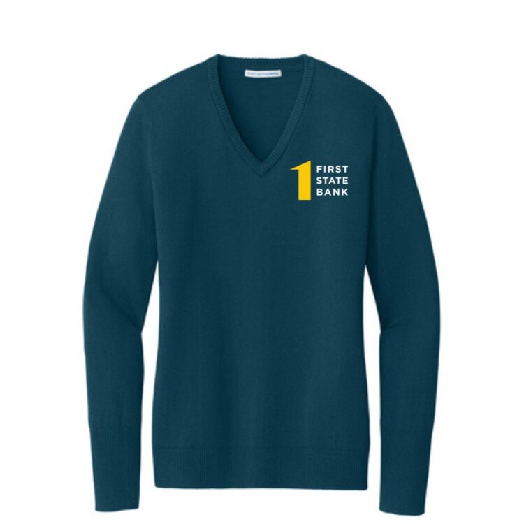 First State Bank Women's Easy Care V-Neck Sweater