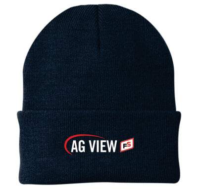 Ag View White Print Port & Company Knit Cap